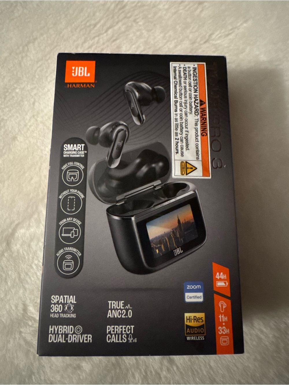 JBL Tour Pro 3 True Wireless Earbuds ANC Bluetooth Noise Cancelling Black LKNW